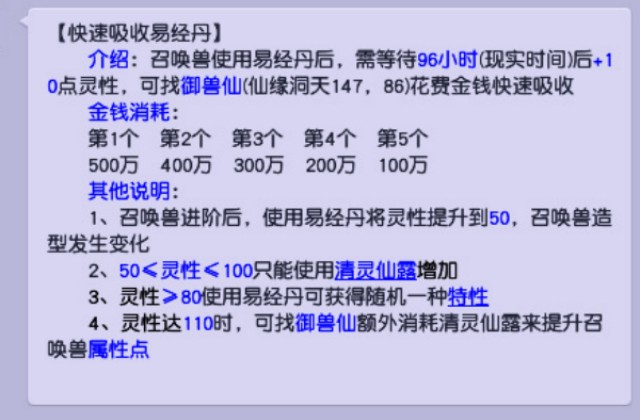 梦幻西游易经丹快速吸收多少钱