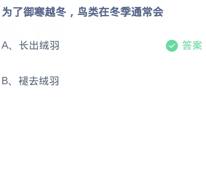 为了御寒越冬鸟类在冬季通常会2